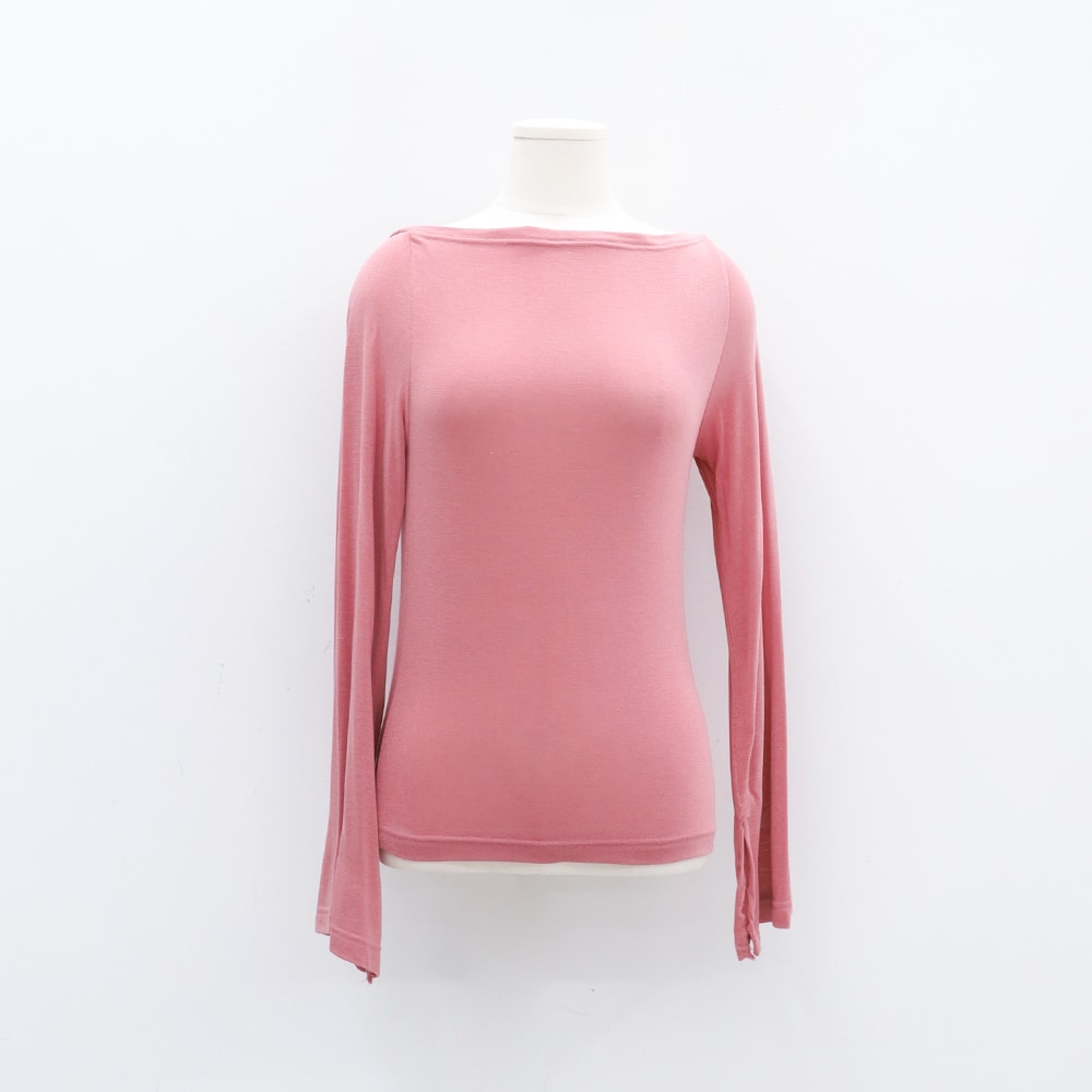 Boat Neck Slit Long-sleeve T-shirt IA01 - Lewkin