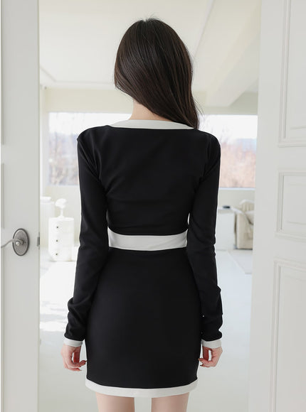 方領拉鍊迷你連衣裙 IA01