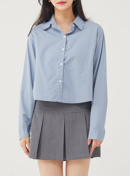 Basic Tone Down Color Crop Shirt BG23