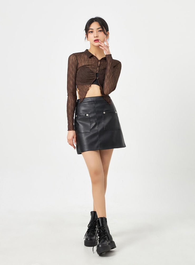 Faux Leather Mini Skirt BA310