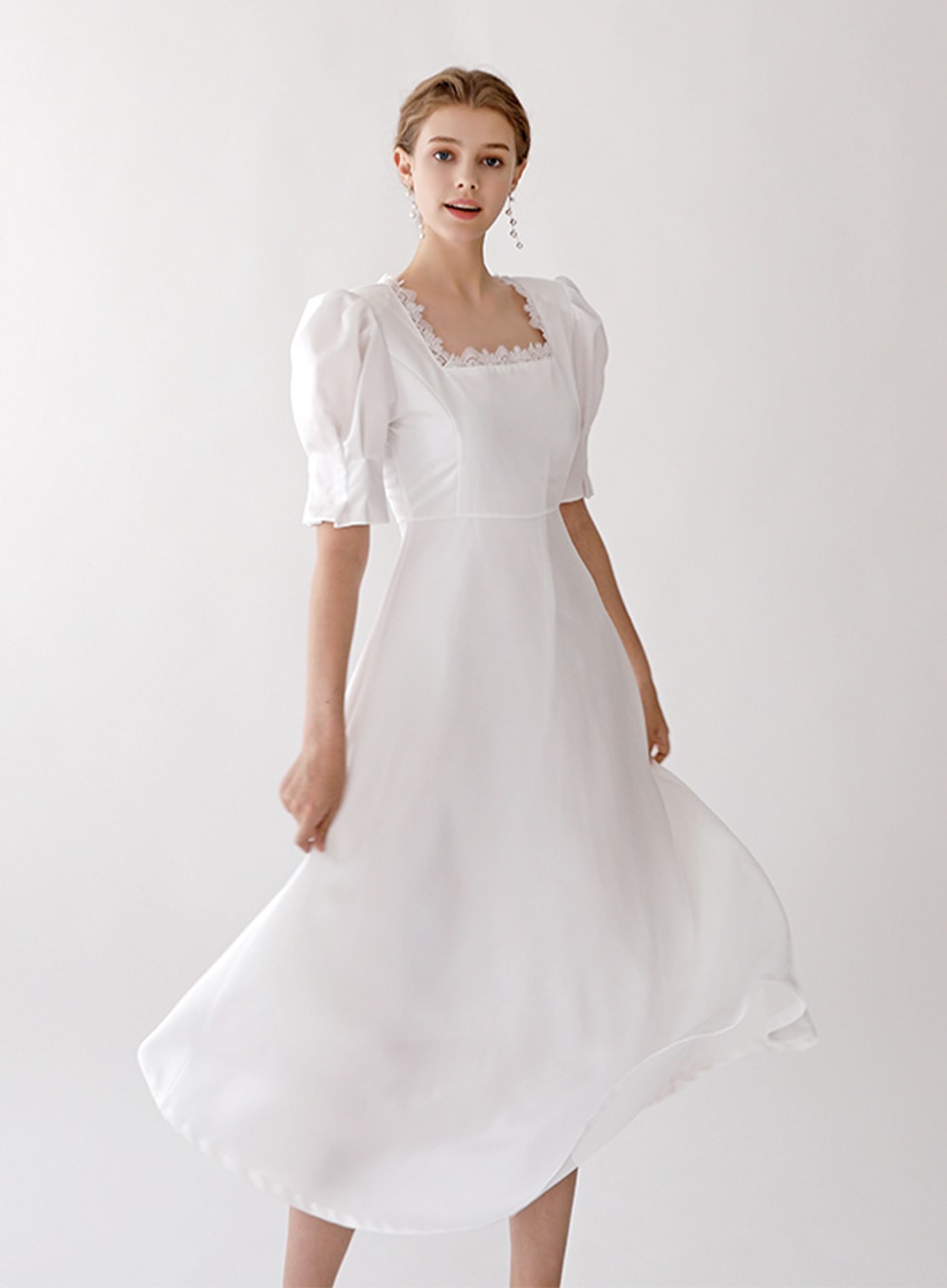 Lace Square-neck Wedding Party Dress IA13