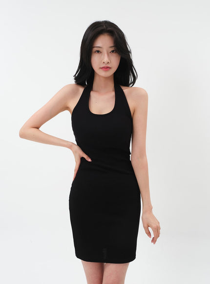 帶襯墊掛脖迷你緊身連衣裙 IM6