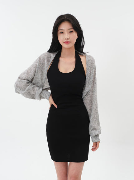 帶襯墊掛脖迷你緊身連衣裙 IM6