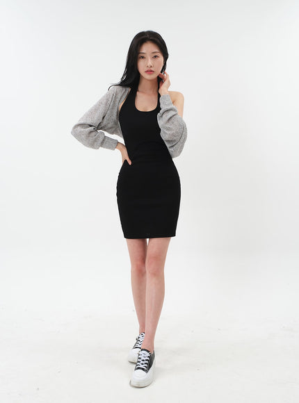 帶襯墊掛脖迷你緊身連衣裙 IM6