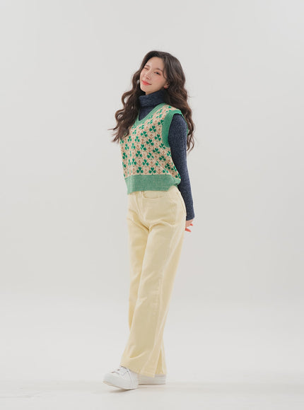 Color Wide Leg Pants B1801