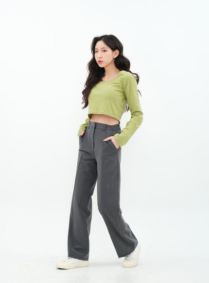 Basic Semi Wide Leg Tailored Pants BA18