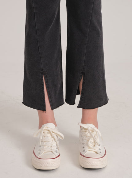 Bootcut Black Jeans with Front Slit J31
