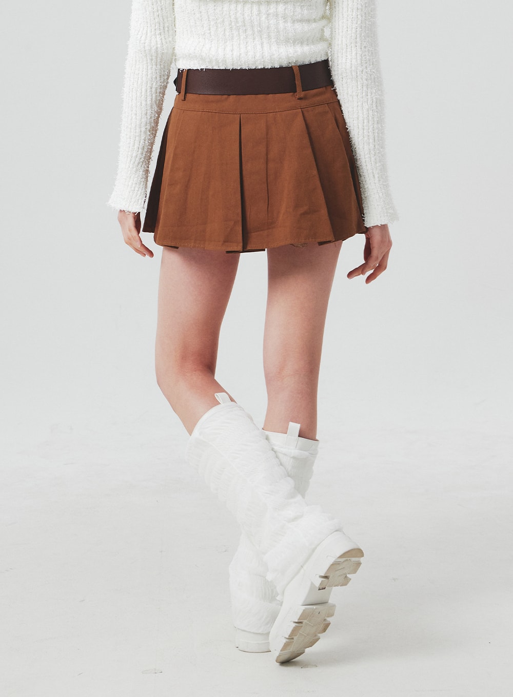 Pleated Mini Skirt With Belt BA303