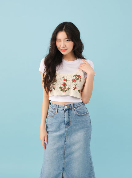 Slit Mermaid Fit Denim Maxi Skirt BJ03 - Korean Women