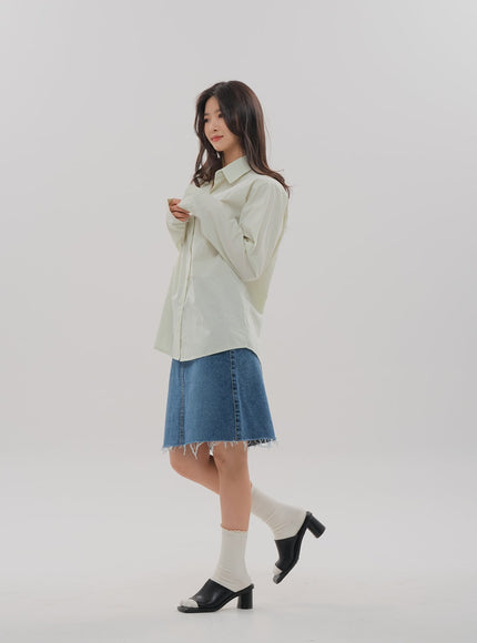 Denim Knee Length Skirt F5