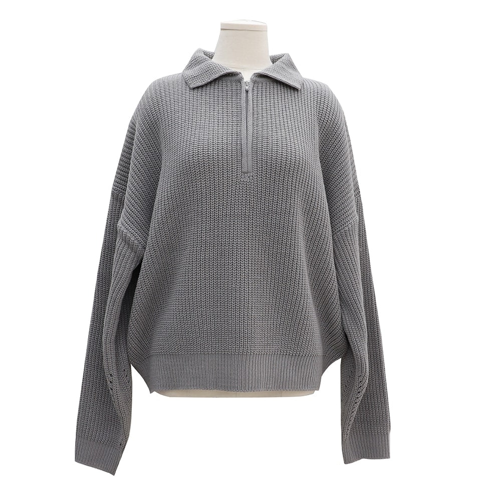 Half Zip-up Knitted Sweat Shirt OA01