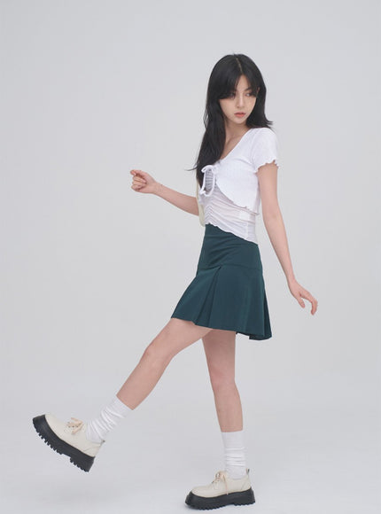 正面抽褶蕾絲吊帶背心無袖上衣 CM3