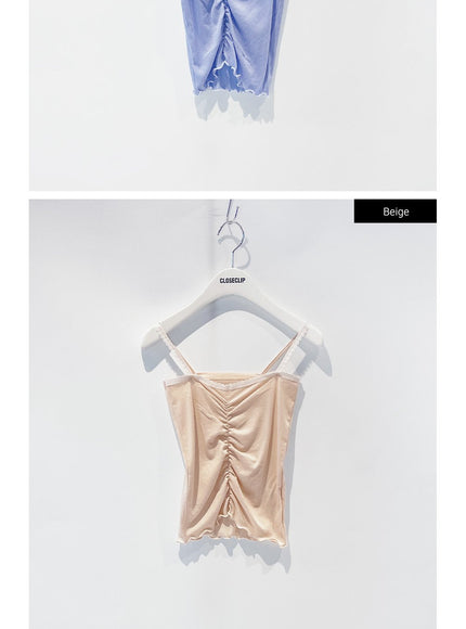 正面抽褶蕾絲吊帶背心無袖上衣 CM3
