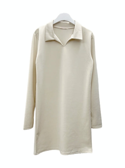 Simple Collared Straight Mini Dress OA01
