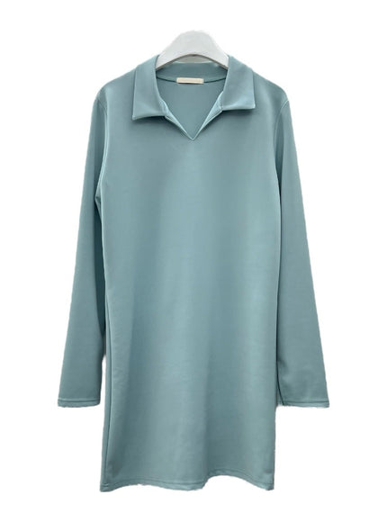 Simple Collared Straight Mini Dress OA01