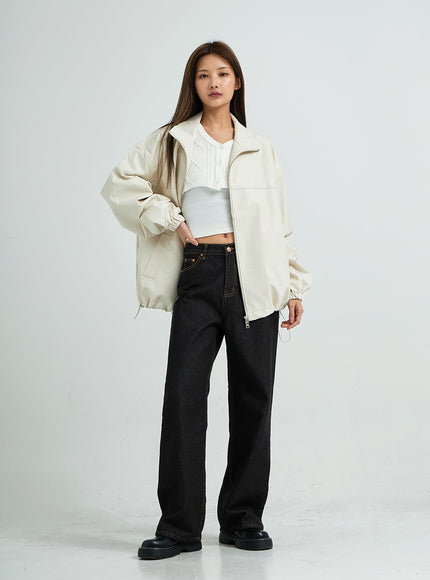 Relaxed Fit Faux Leather Jacket J24