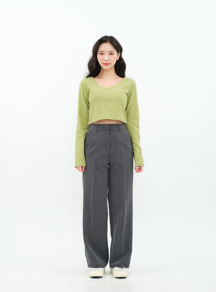 Basic Semi Wide Leg Tailored Pants BA18