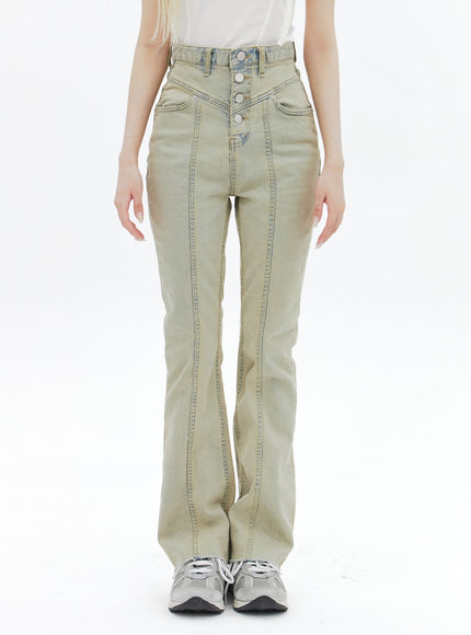 Beige Wash Bootcut Jeans BA320