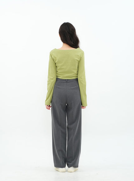 Basic Semi Wide Leg Tailored Pants BA18