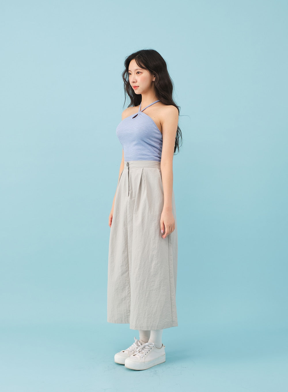 Nylon Maxi Skirt with Banded Back BJ03