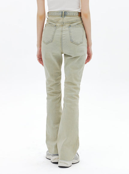 Beige Wash Bootcut Jeans BA320