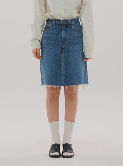 Denim Knee Length Skirt F5