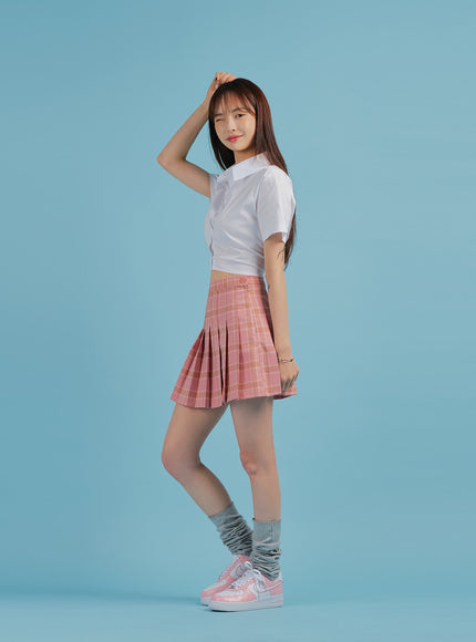 Plaid Pleated Tennis Skirt BA27