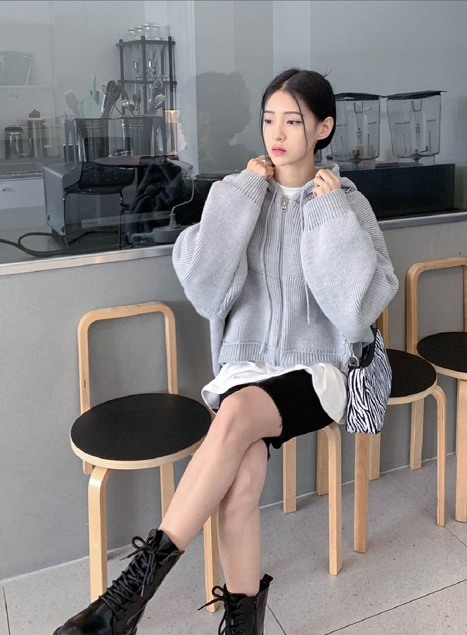 連帽拉鍊針織外套 CN17