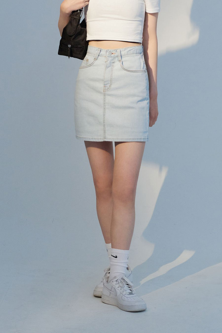Bleached Denim Mini Skirt - Ready-to-Wear 1AC3U3