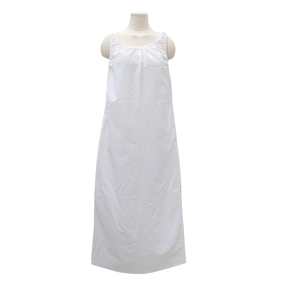 Round Neck Shirring Nylon Maxi Dress OA14