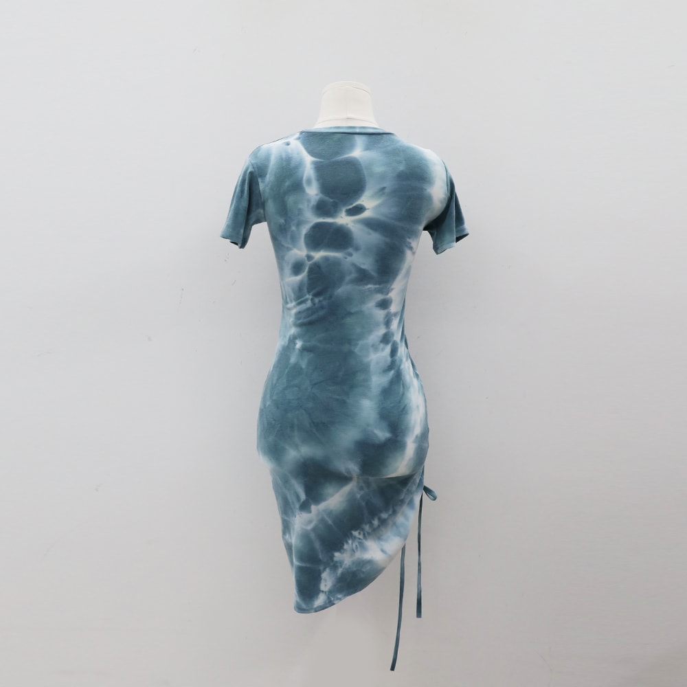 Drawstring Tie-dye Mini Dress BY18