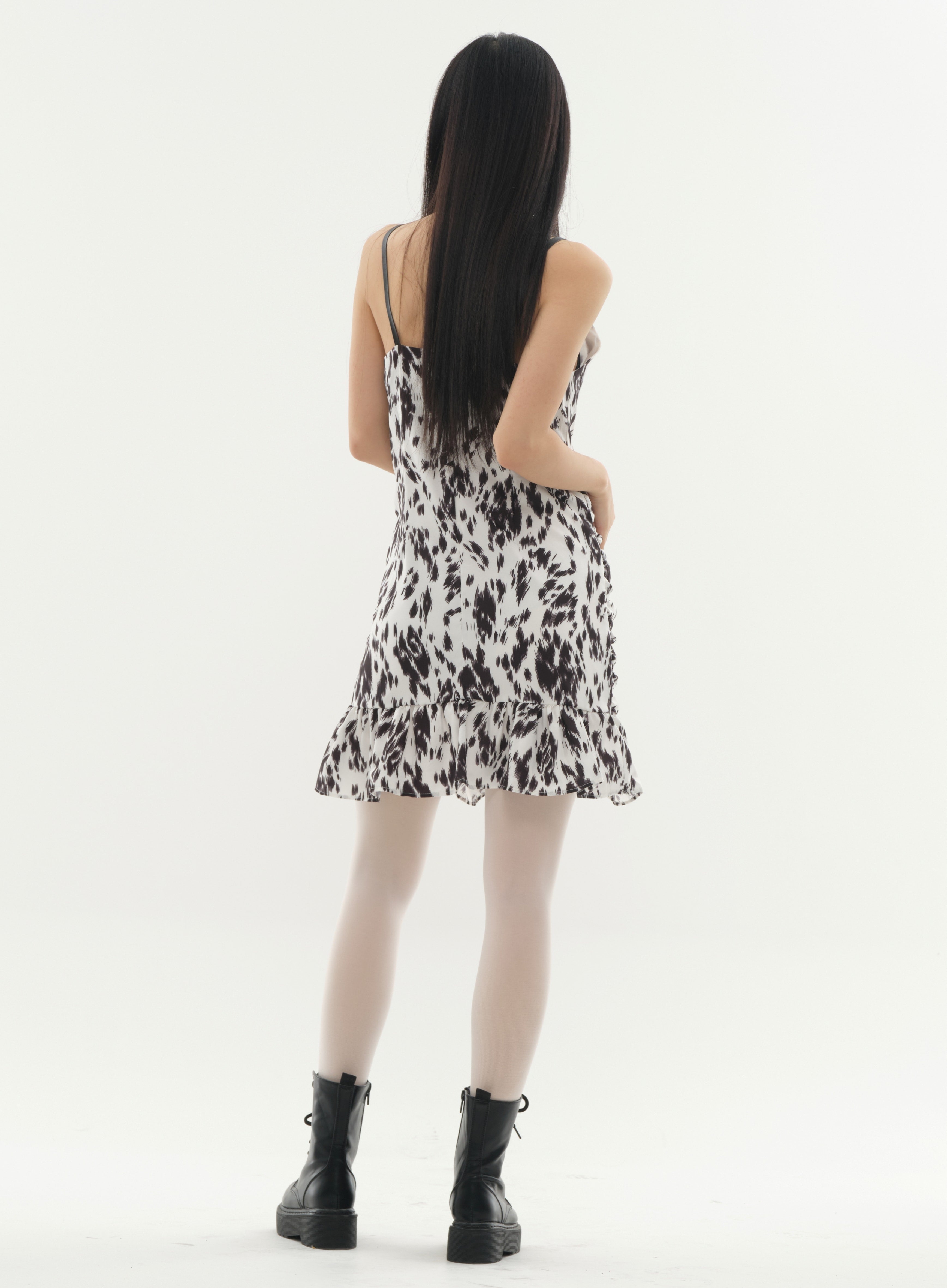 Strap Mini Dress with Mixed Print #Original Kpop #121612