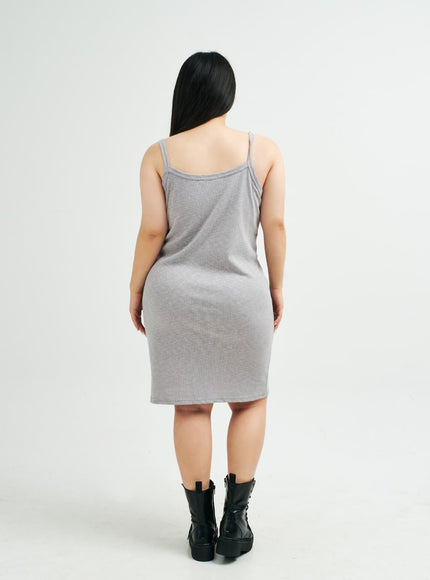 Plus 無袖羅紋中長連衣裙 IY24