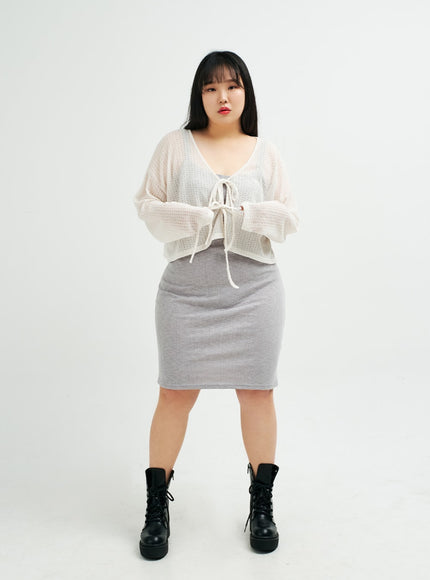 Plus 無袖羅紋中長連衣裙 IY24