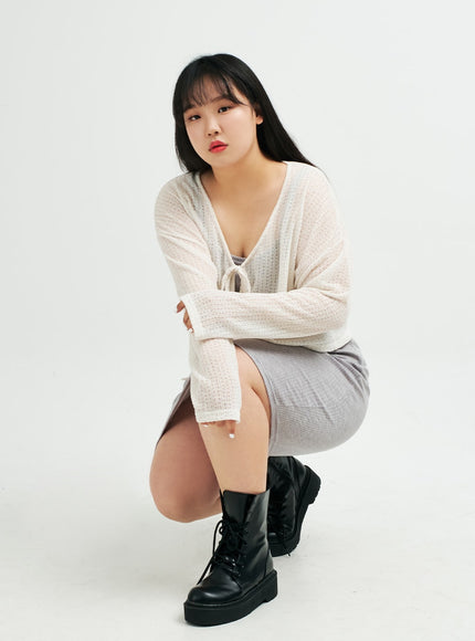 Plus 無袖羅紋中長連衣裙 IY24