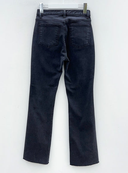 Bootcut Black Jeans with Front Slit J31