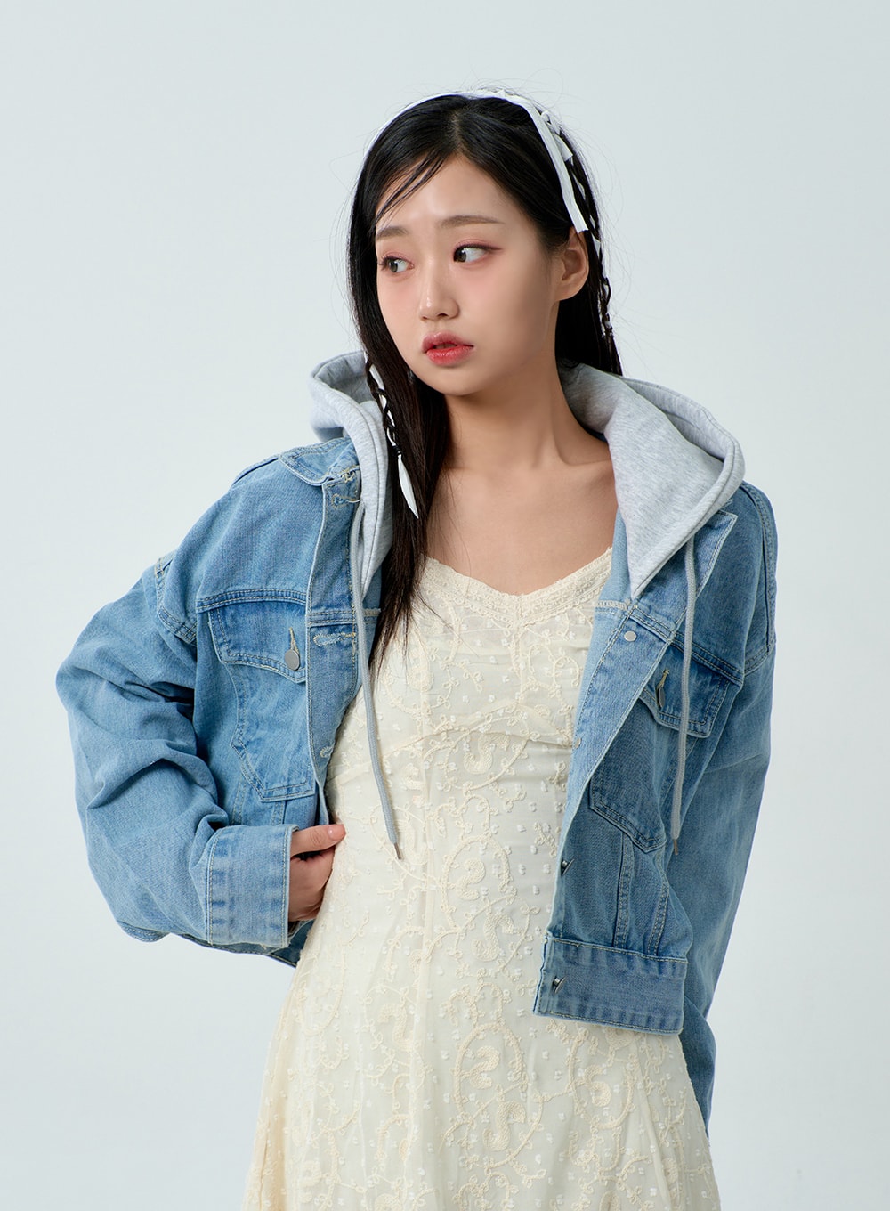 Girls discount denim hoodie