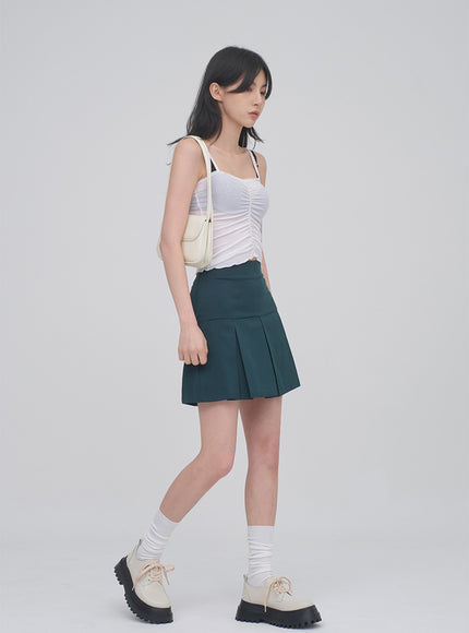 正面抽褶蕾絲吊帶背心無袖上衣 CM3