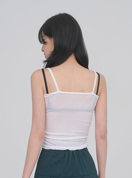 正面抽褶蕾絲吊帶背心無袖上衣 CM3