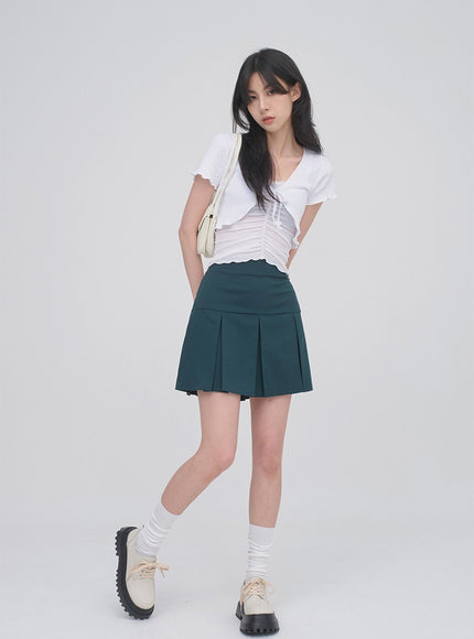 正面抽褶蕾絲吊帶背心無袖上衣 CM3