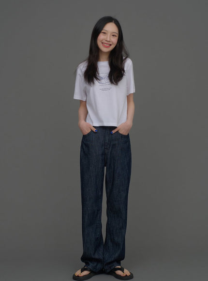 Indigo Wide Leg Jeans CCA15