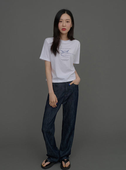 Indigo Wide Leg Jeans CCA15