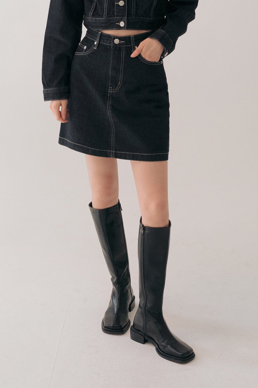 Denim Jacket and Mini Skirt Set