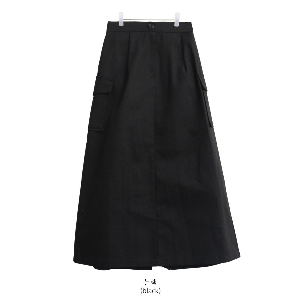 Simple High Waist Button Cargo Long Skirt CO05