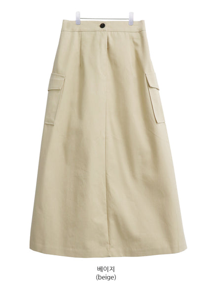 簡約高腰鈕扣工裝長裙CO05