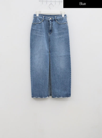前開衩牛仔長裙 IA305