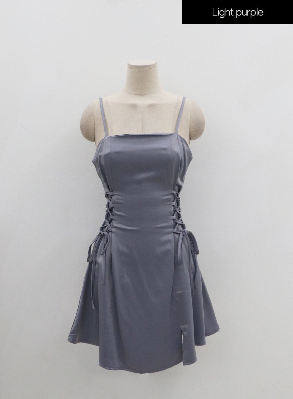 Silky Satin Cross Waist Tie Thin Strap Mini Dress IO27