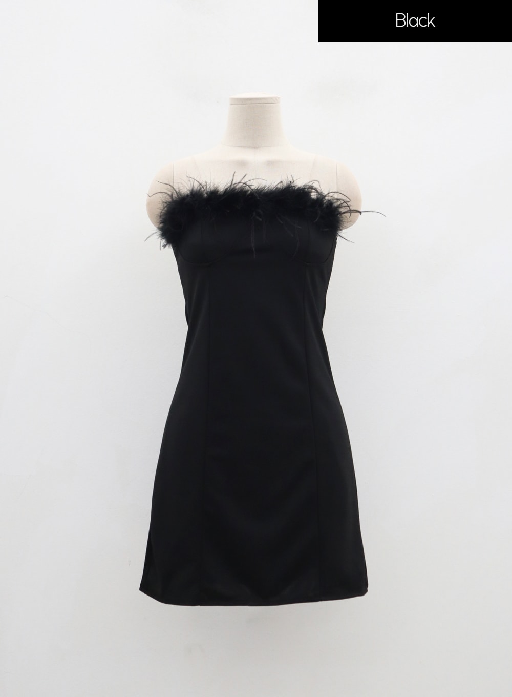 Feather Detail Bust Strapless Mini Dress ID23