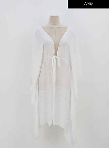 網布蝴蝶結中長袍 IA313