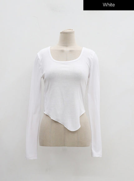 Scoop Neck Unbalanced Cropped Top IJ313